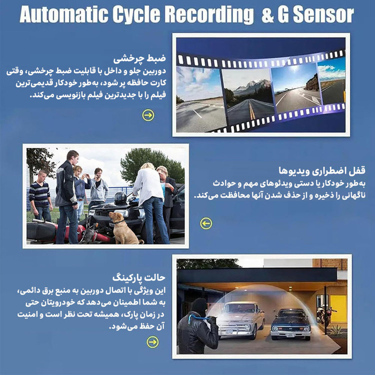 دوربین ثبت وقایع خودرو مدل 3 لنز RoadLens-F31-WiFi