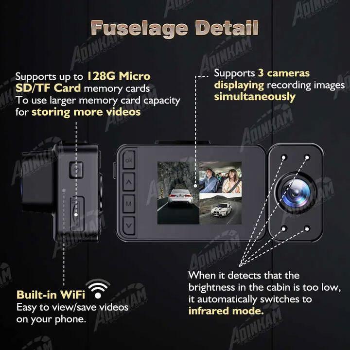 دوربین ثبت وقایع خودرو مدل 3 لنز RoadLens-F31-WiFi