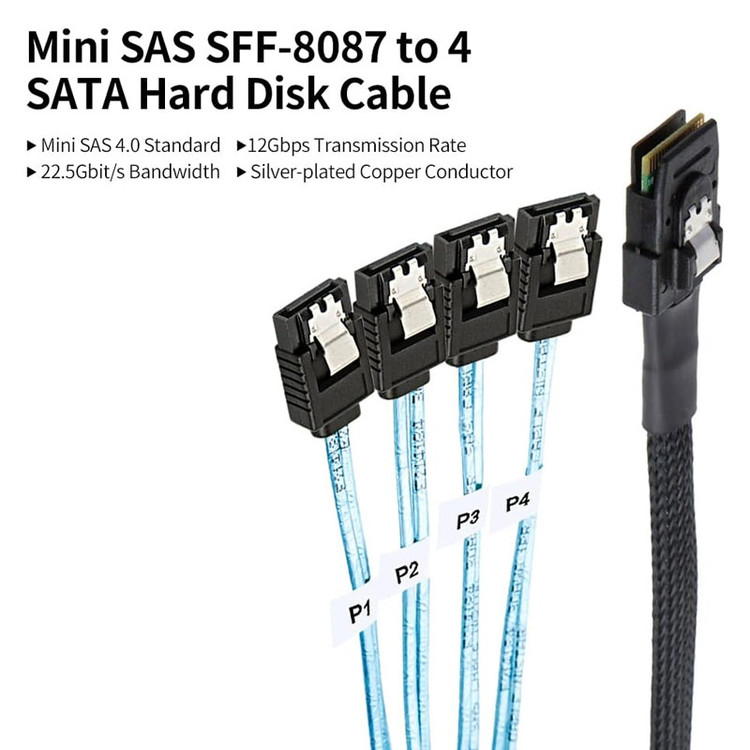 کابل تبدیل 1 به 4 Mini SAS SFF-8087 به SATA اسمارطور مدل SM15