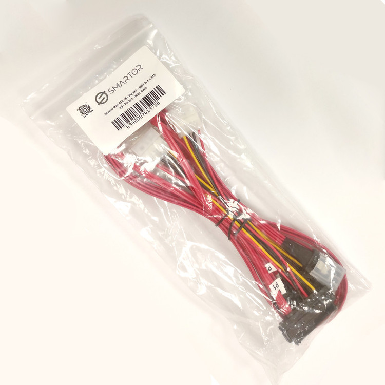 کابل تبدیل Mini SAS SFF-8087 به 4 پورت SFF-8482 29-Pin با برق 4 پین اسمارطور مدل SM81 طول 1 متر