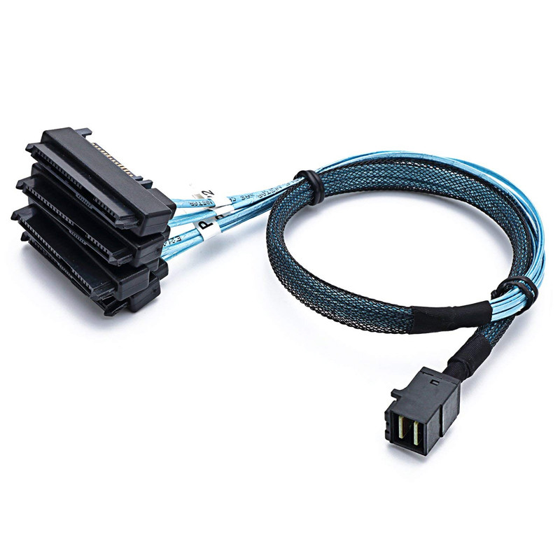 کابل تبدیل Mini SAS HD SFF-8643 به چهار 29pin SFF-8482 با تغذیه ساتا اسمارطور مدل SM155