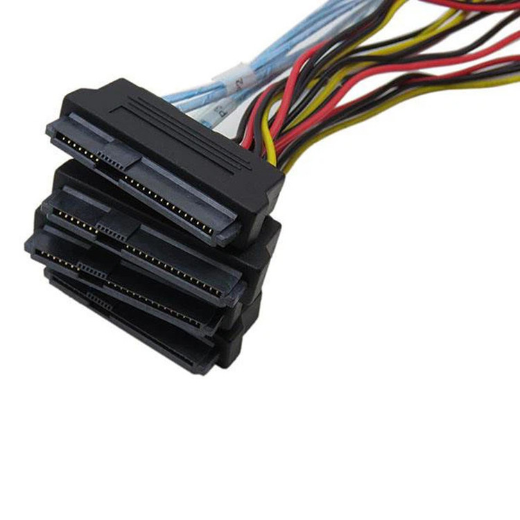 کابل تبدیل Mini SAS SFF-8087 به 4 پورت SFF-8482 29-Pin با برق 4 پین اسمارطور مدل SM91 طول 1 متر