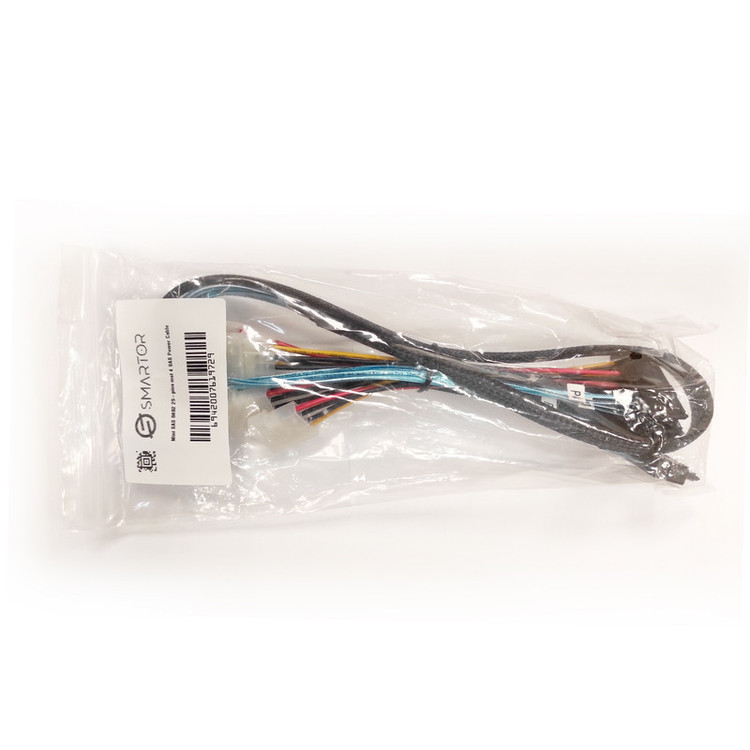 کابل تبدیل Mini SAS SFF-8087 به 4 پورت SFF-8482 29-Pin با برق 4 پین اسمارطور مدل SM91 طول 1 متر