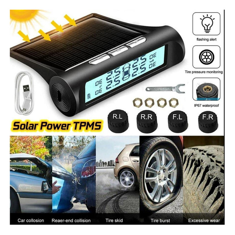نمایشگر و سنسور باد لاستیک مدل TPMS به همراه 4 سنسور
