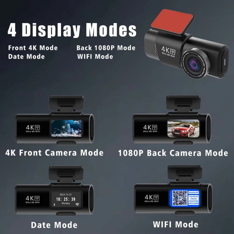 دوربین فیلمبرداری ثبت وقایع خودرو مدل OK309-4K-WiFi-GPS به همراه دوربین عقب