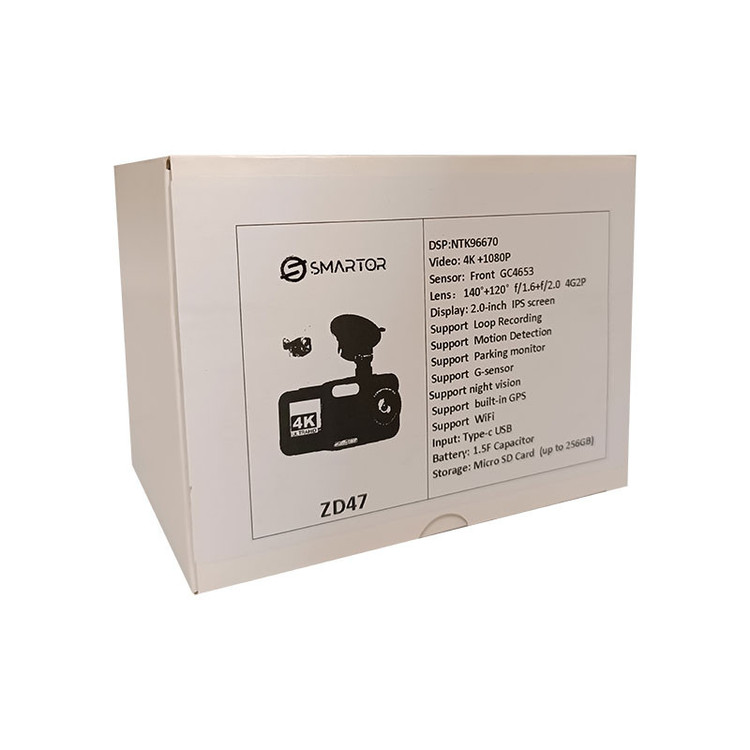 دوربین ثبت وقایع خودرو اسمارطور مدل ZD47 4K WiFi به همراه دوربین عقب و GPS