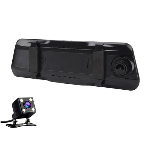 دوربین فیلم برداری ثبت وقایع خودرو مدل آینه ای لمسی 2 لنز DVR6