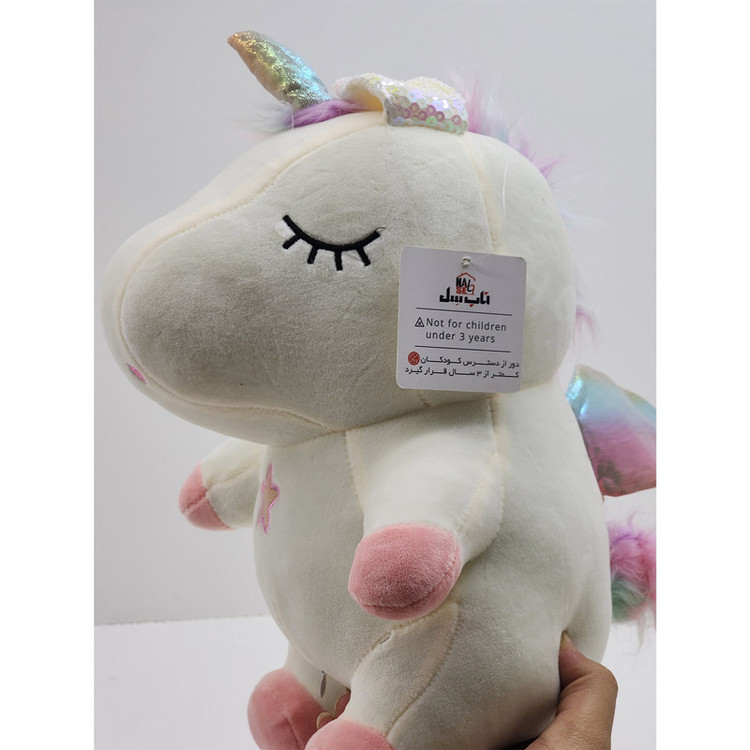 عروسک ناب سل مدل پولیشی تک شاخ طرح Unicorn ارتفاع 30 سانتی متر